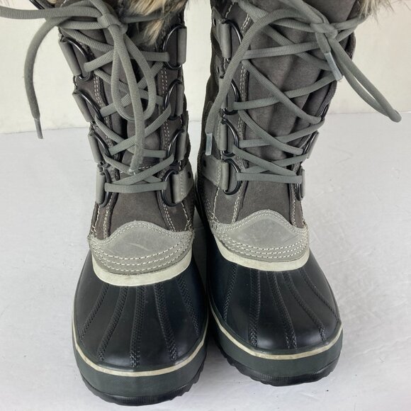 Sorel Joan of Arctic Womens Sz 9 Gray Suede Leather Tall Winter Boots Faux Fur - Picture 3 of 6